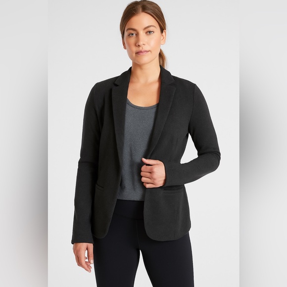 Athleta Venice heathered black/blazer 2 exterior pockets, Impeccable cond. Sz 4 - Picture 1 of 9